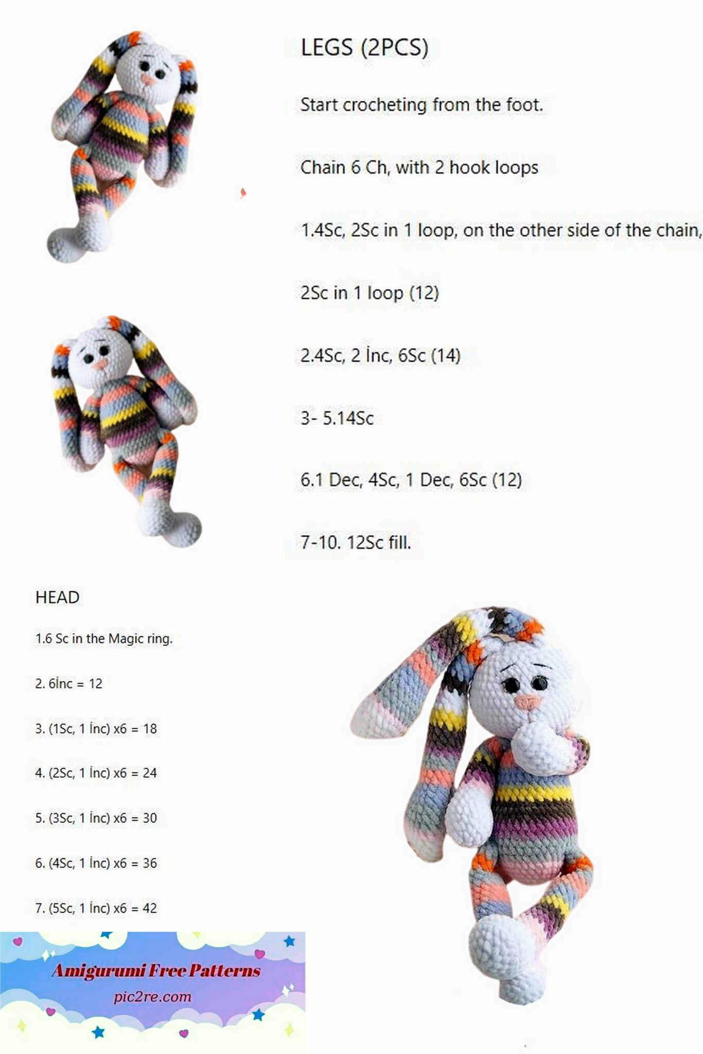 Amigurumi Rainbow Bunny Free Pattern - Amigurumi Patterns