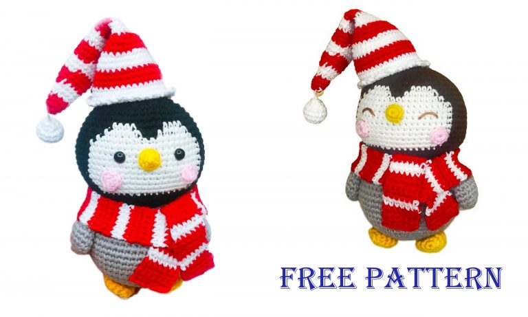 Penguin with Christmas Hat Free Pattern