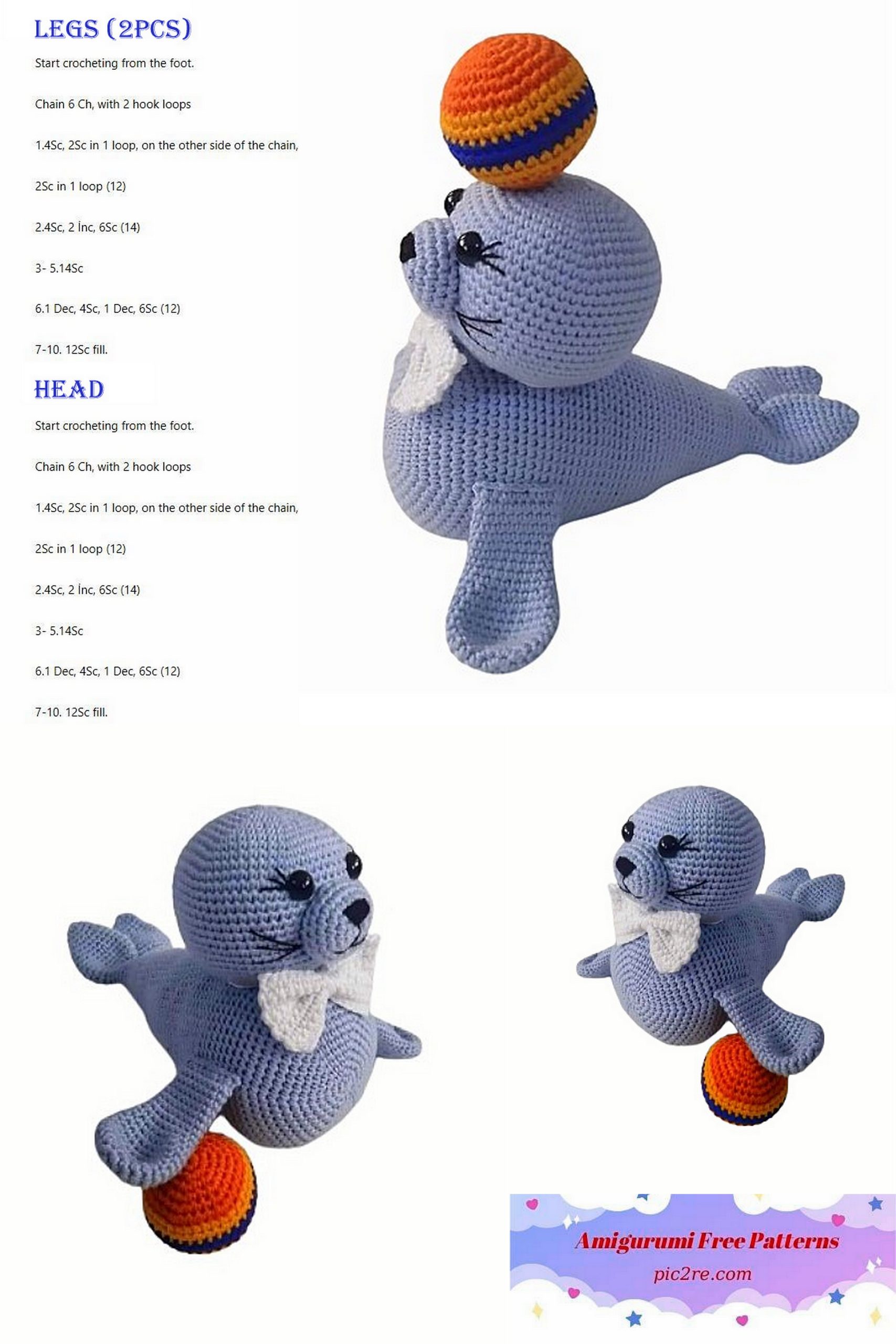 Amigurumi Ares Seal Free Pattern - Amigurumi Patterns