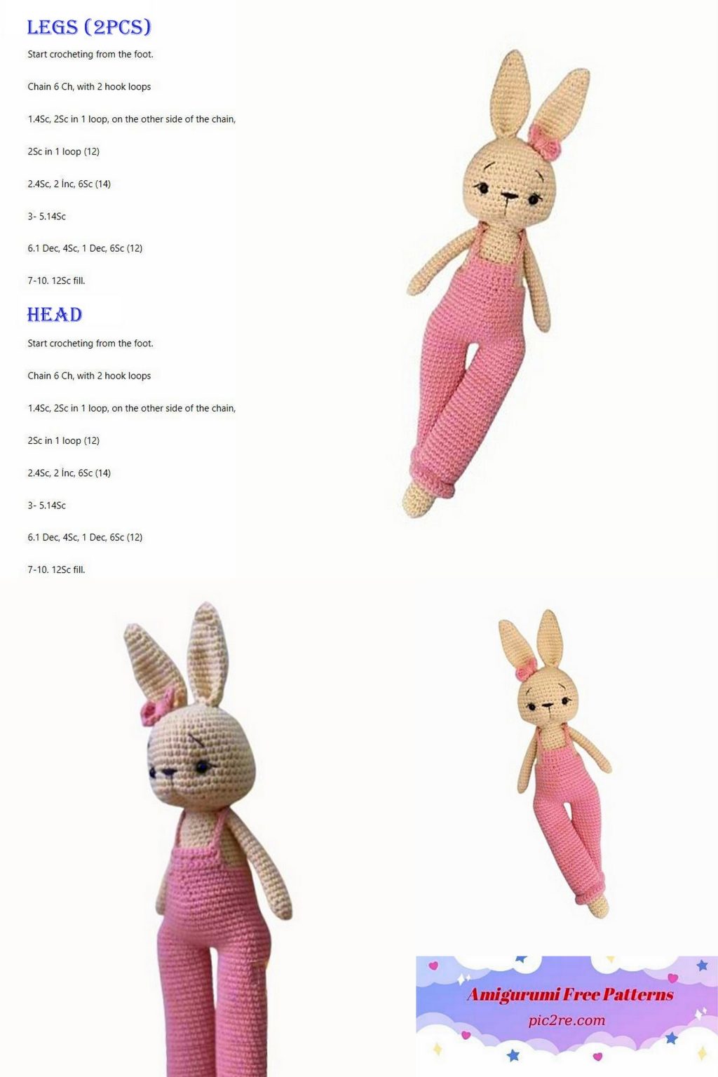 Free Rabbit in overalls Amigurumi Pattern - Amigurumi Patterns