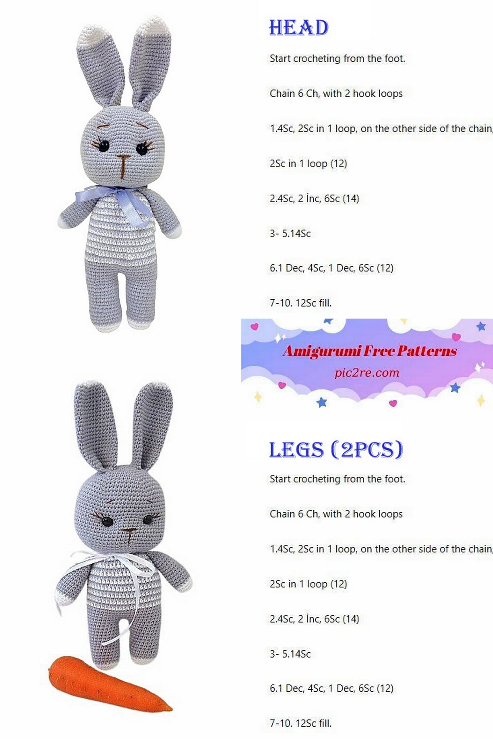 Crochet Striped bunny Free Pattern - Amigurumi Patterns
