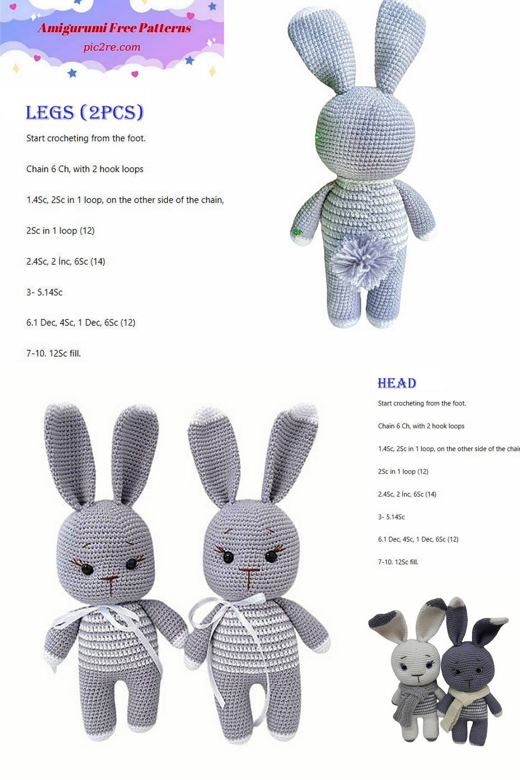 Crochet Striped bunny Free Pattern - Amigurumi Patterns